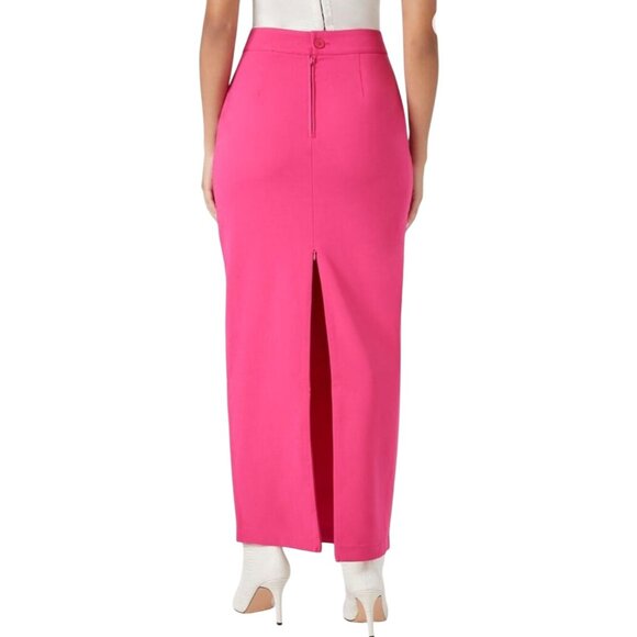 NEW Vibrant Pink Maxi Pencil Skirt with Back Zippered Slit Size S - Picture 4 of 14
